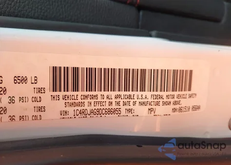 2013 Dodge Durango Sxt from USA, damaged, VIN 1C4RDJAG9DC686055